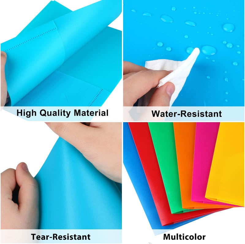 HABGP Plastic Folders with Pockets  6 Color Heavy Duty Two Pocket Folder Business Card Holder for Office High School - Image 5
